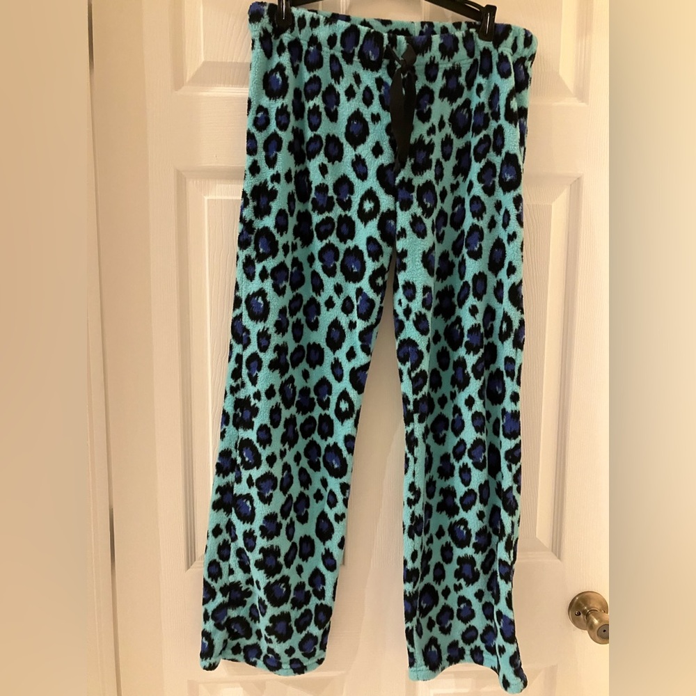 Flirtitude Blue and Black Leopard Print Pajama Bottoms